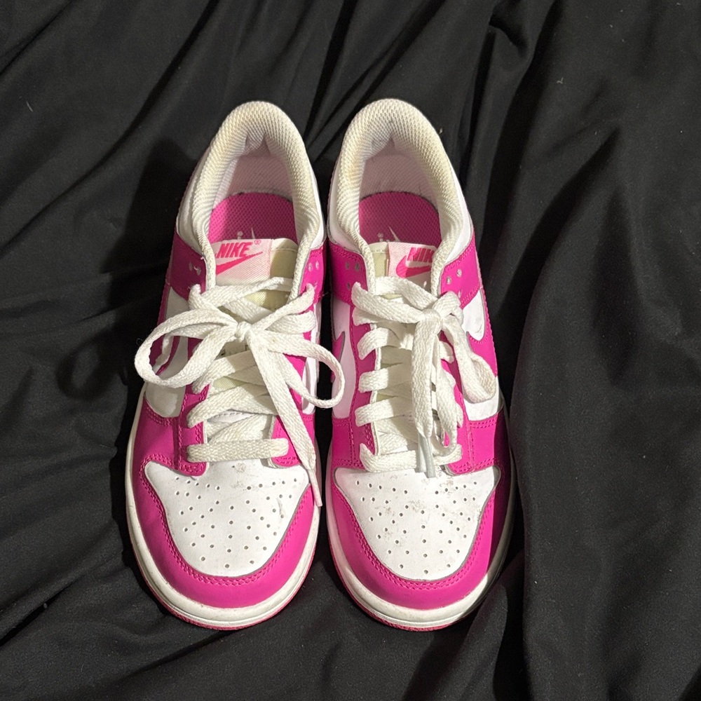 Nike dunks Vibrant Pink and White Athletic Shoes